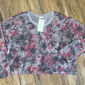 NEW NWT Alternative Brand Purple Paint Splatter Cropped Top Size XL Oversized